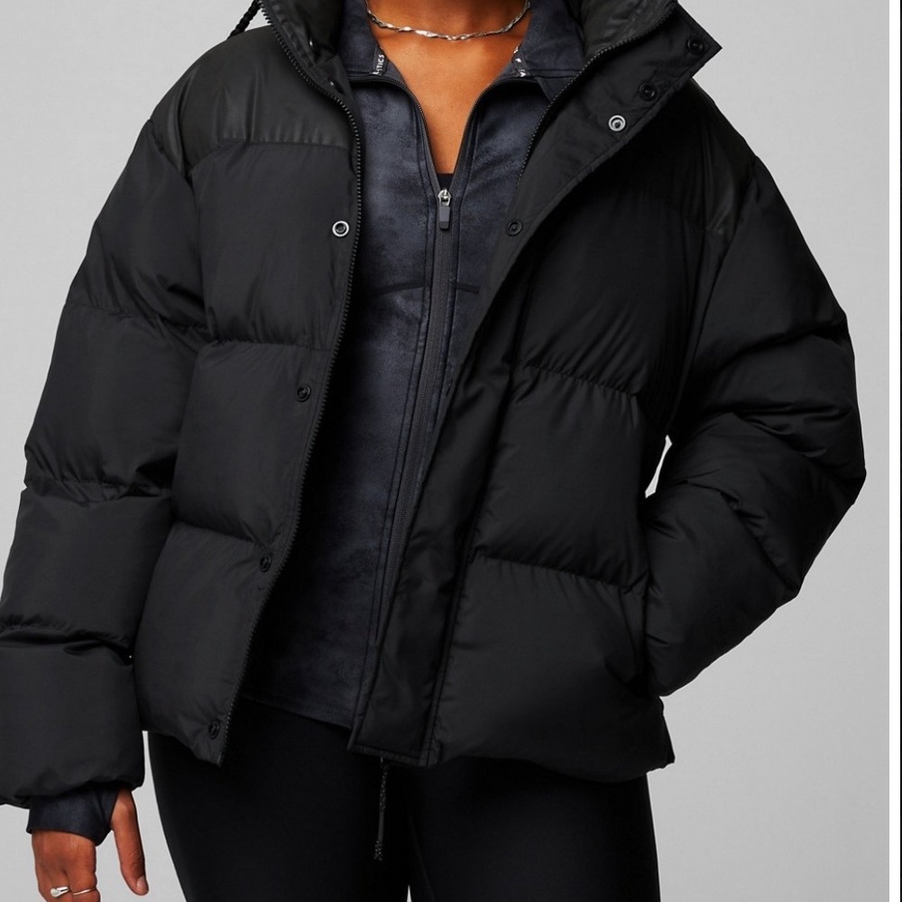 Fabletics Essential Puffer Black Reflective Sz Xs - image 3